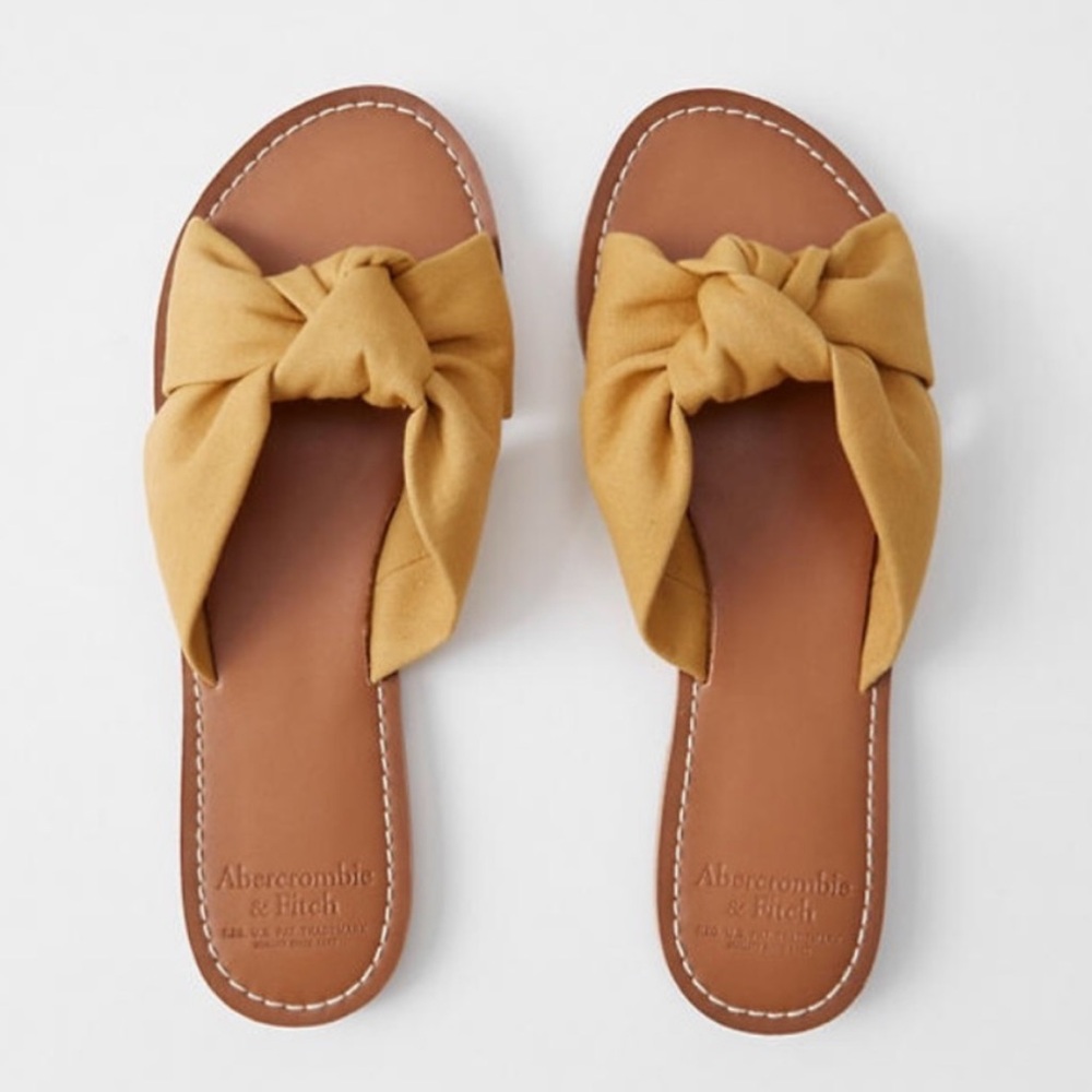 A&F Mustard Knot Slide Sandals